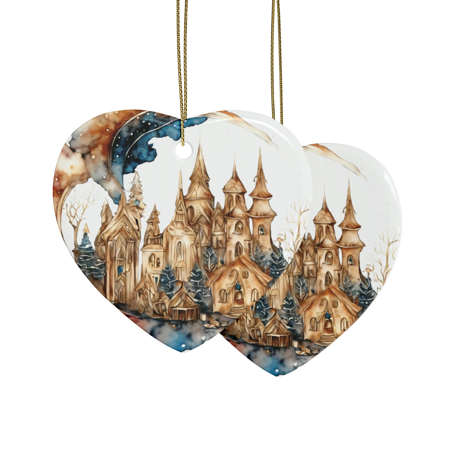Idyllic Fantasy Christmas Scene | Ceramic Ornaments (1pcs, 5pcs, 10pcs, 20pcs) - 19