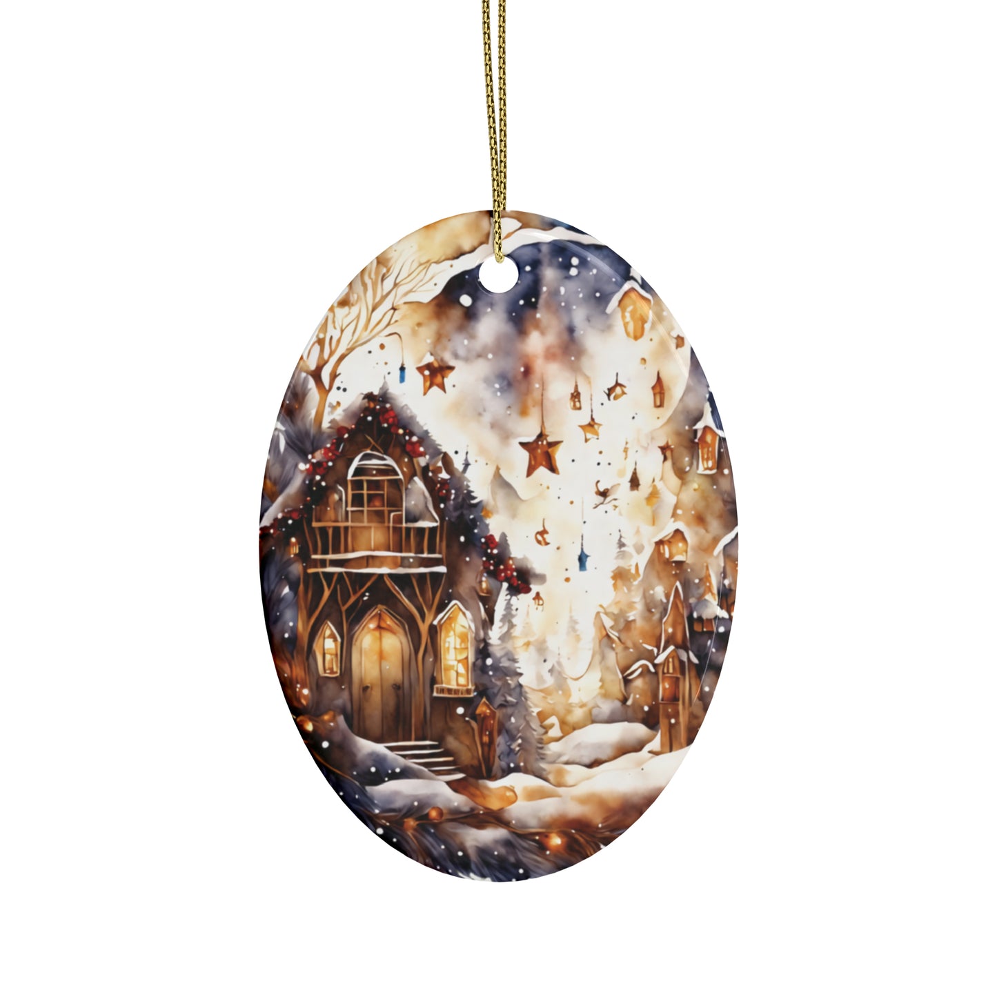Idyllic Fantasy Christmas Scene | Ceramic Ornaments (1pcs, 5pcs, 10pcs, 20pcs) - 18