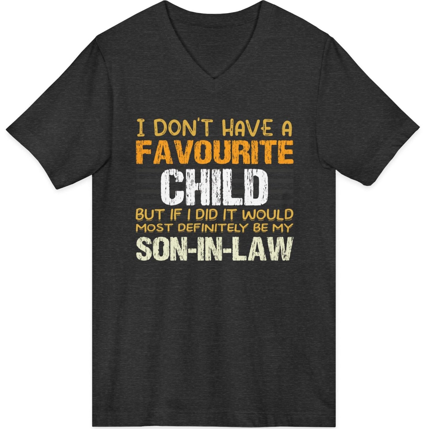 Black t-shirt with humorous text design on a white background