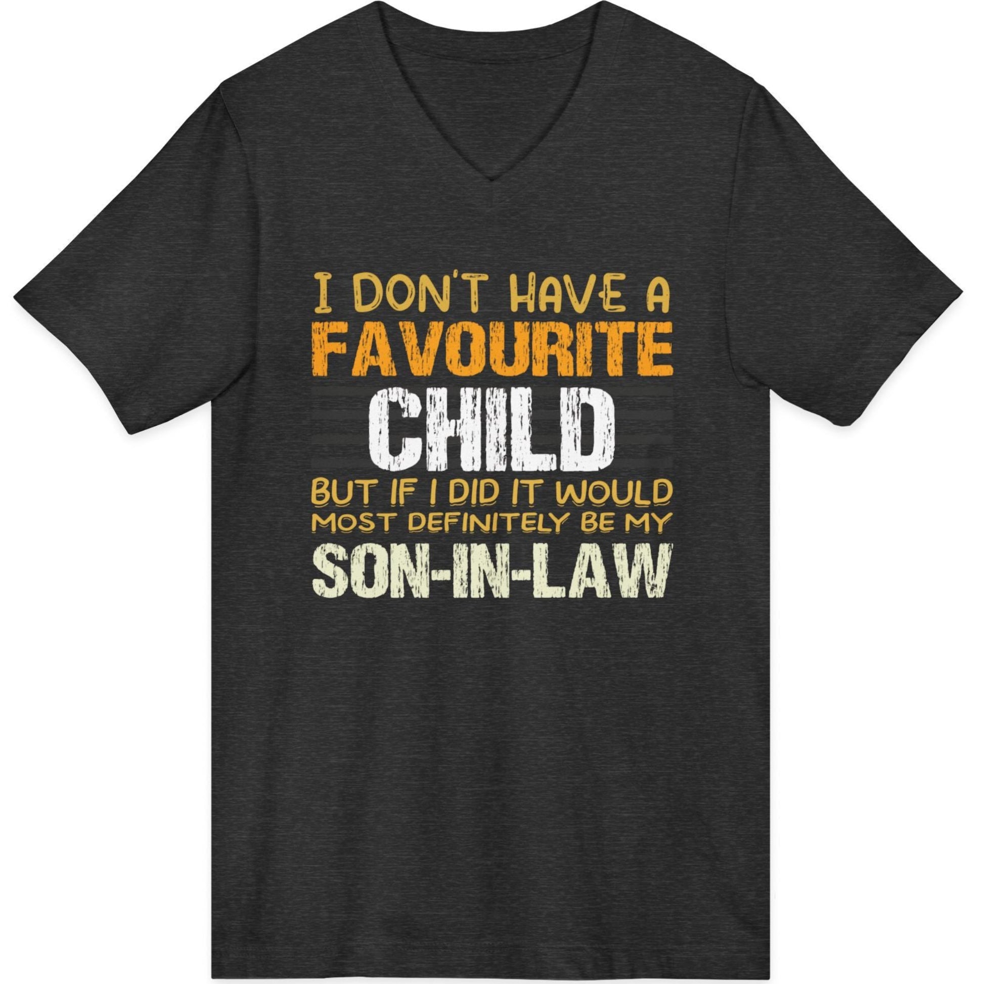 Black t-shirt with humorous text design on a white background