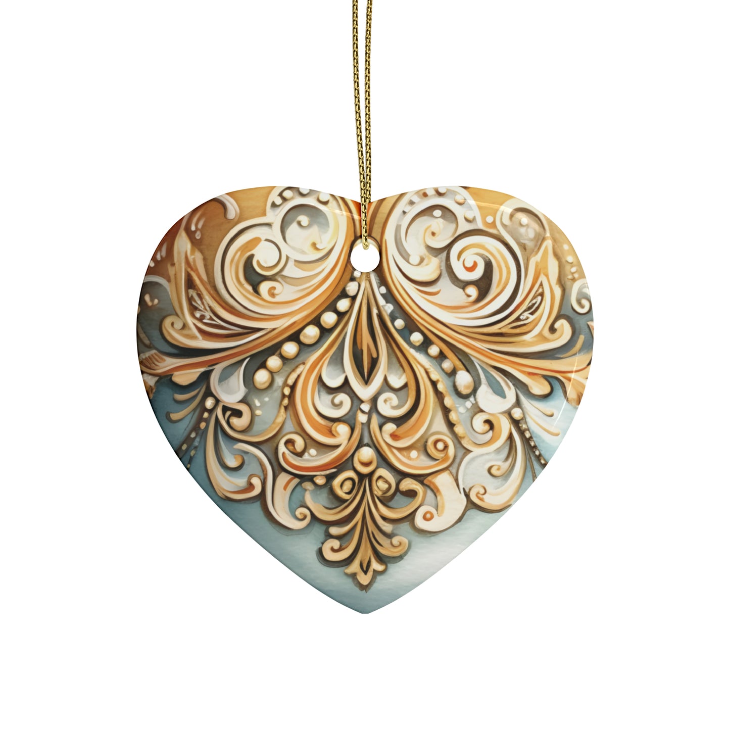 Gold and Blue Ceramic Christmas Ornaments (1pcs, 5pcs, 10pcs, 20pcs)