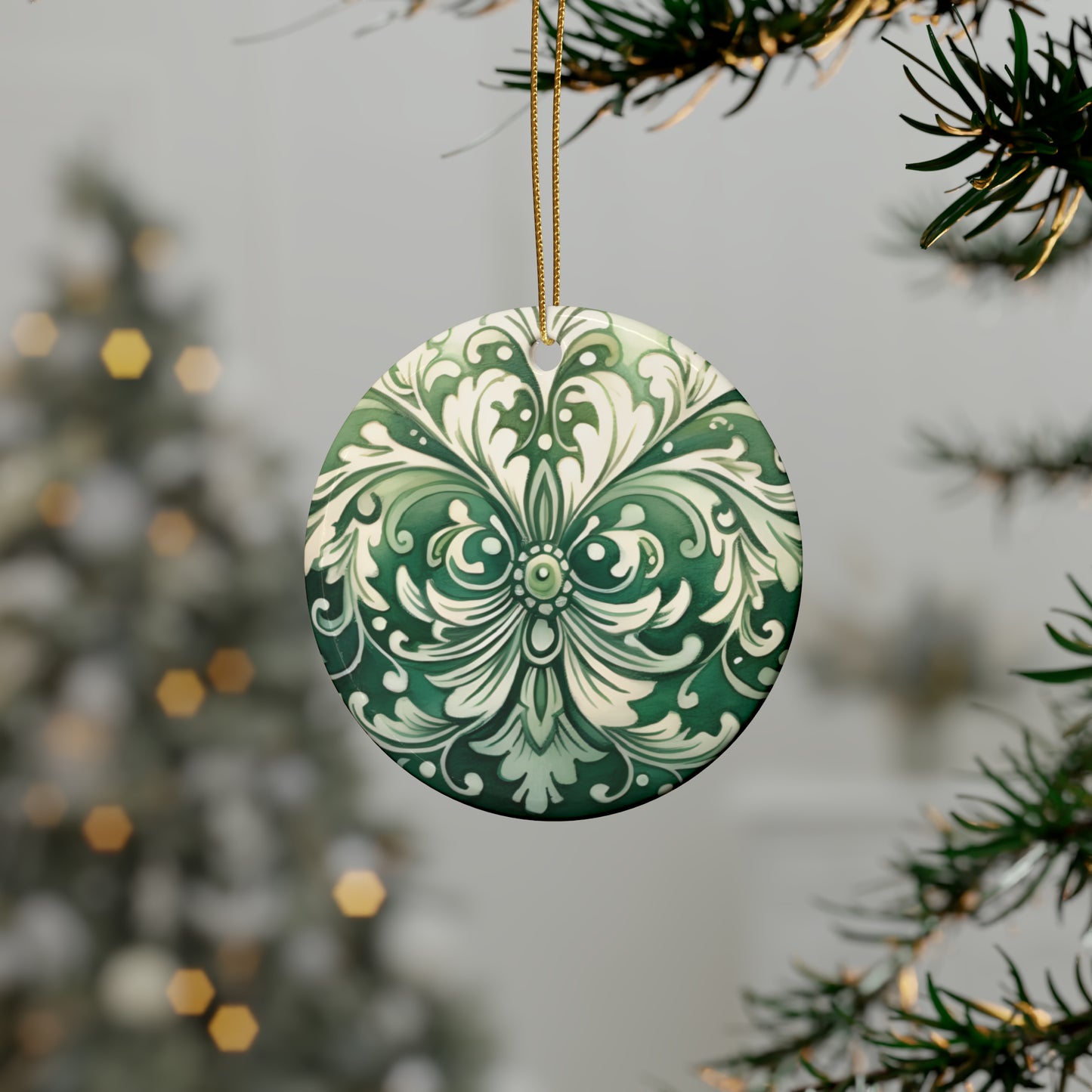 Green Swirl Ceramic Christmas Ornaments (1pcs, 5pcs, 10pcs, 20pcs)