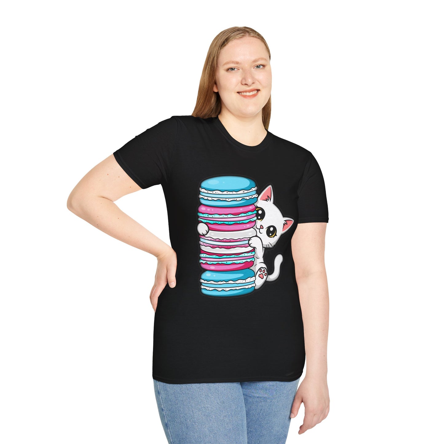 Peeking Kitten | Unisex Softstyle T-Shirt - Trans Flag Macaroons
