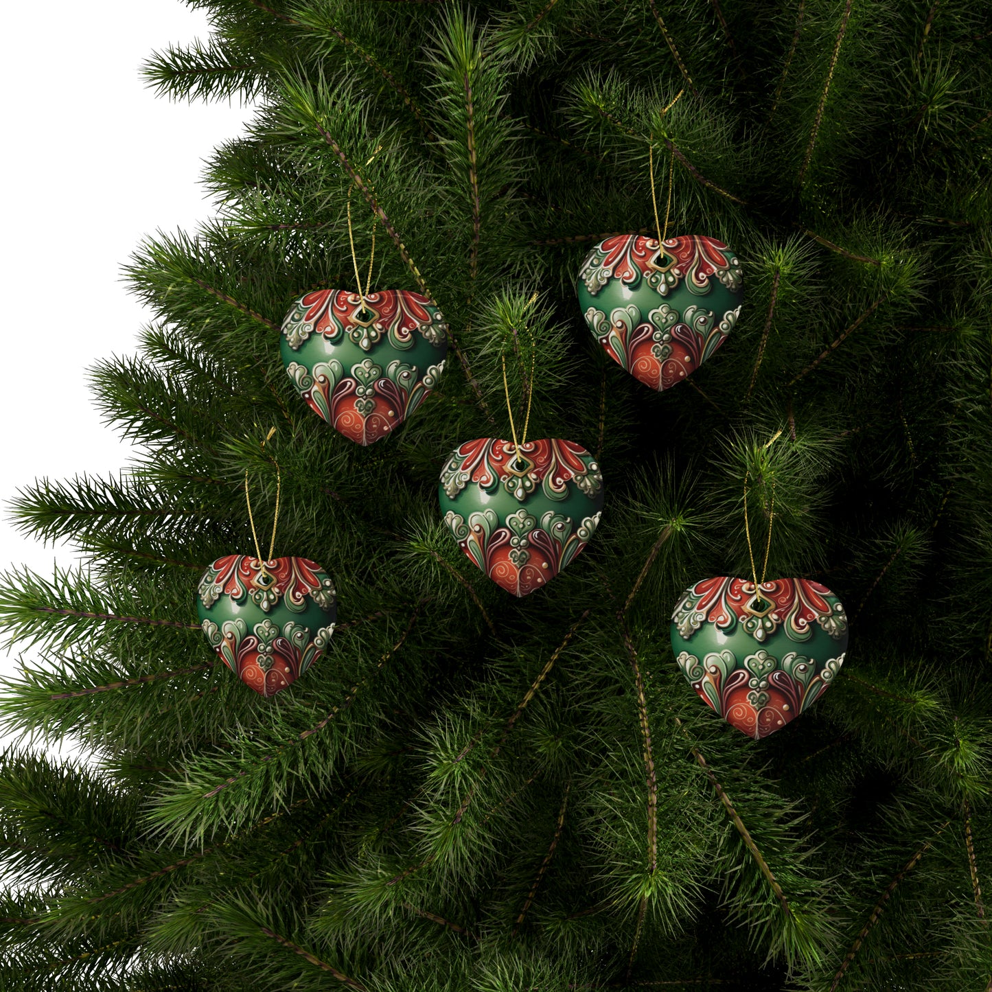 Red & Green Emerald Ceramic Christmas Ornaments (1pcs, 5pcs, 10pcs, 20pcs)