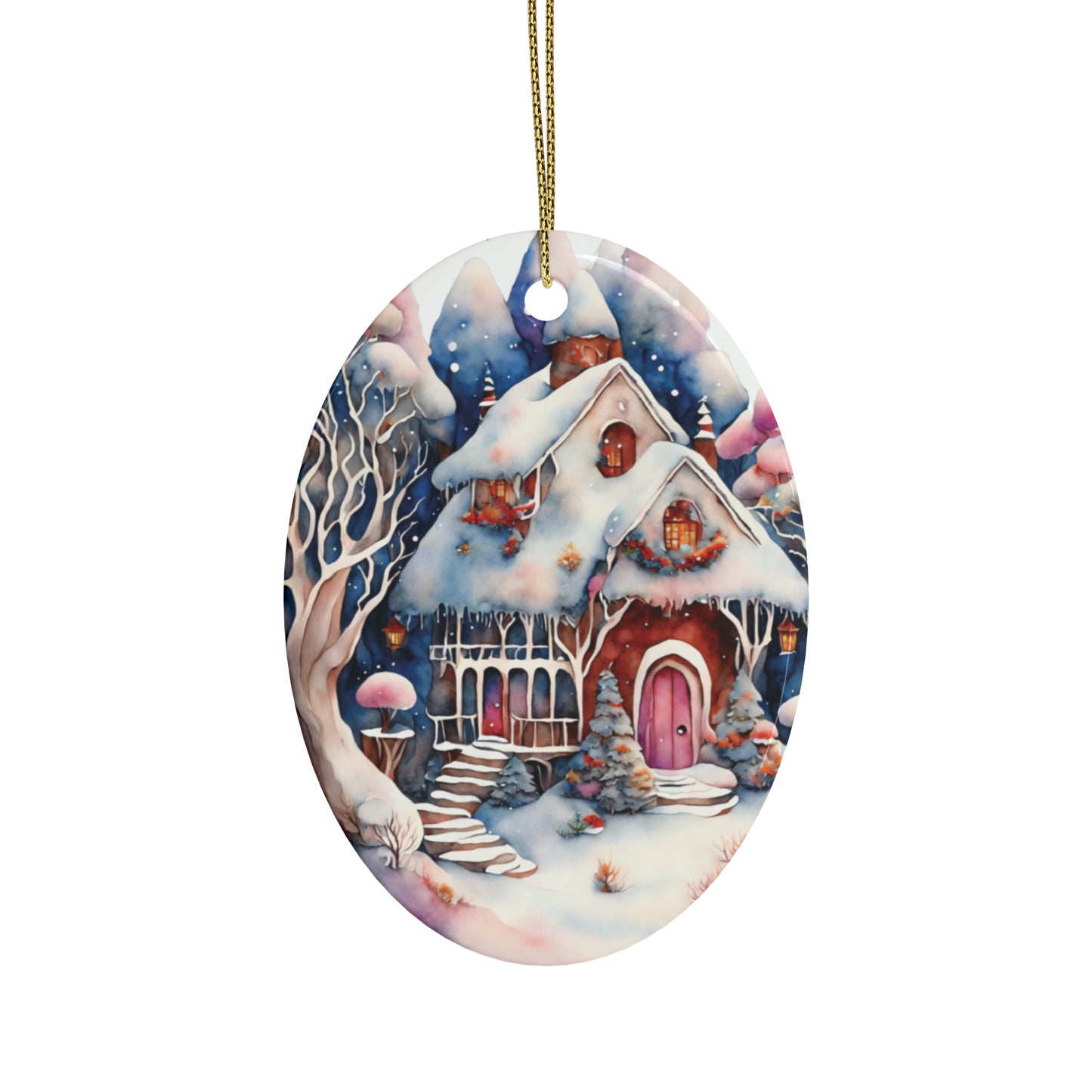 Idyllic Fantasy Christmas Scene | Ceramic Ornaments (1pcs, 5pcs, 10pcs, 20pcs) - 24