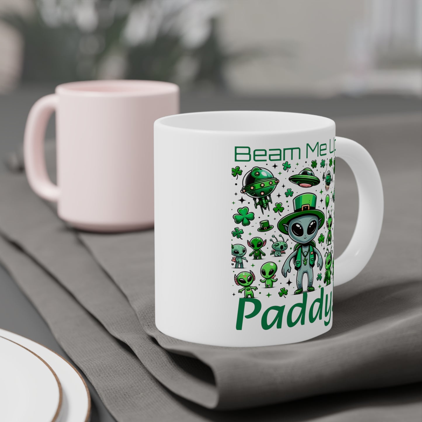 Beam Me Up Paddy! - Ceramic Mugs (11oz\15oz\20oz) for St. Patrick's Day Sci-fi Fun