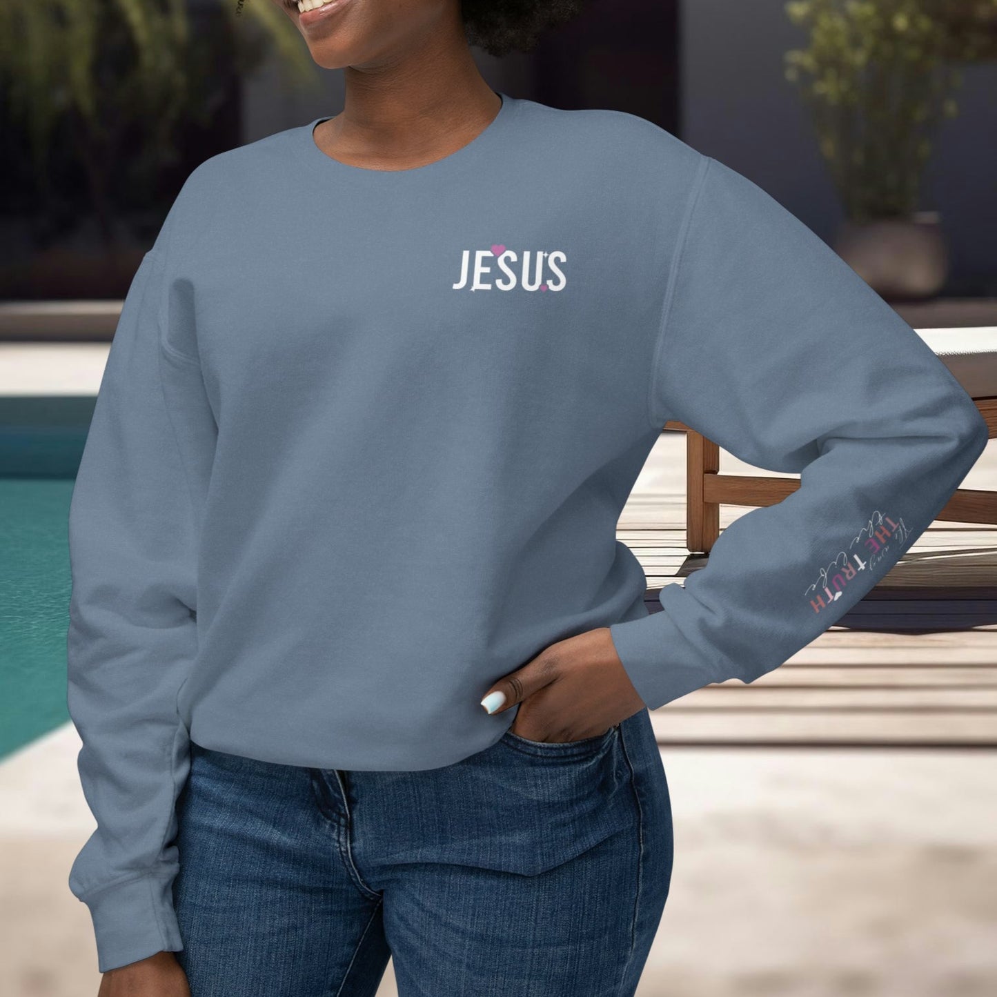 Jesus The Way The Truth & The Life - Unisex Lightweight Crewneck Sweatshirt