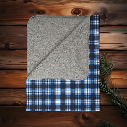 Blue Canadian Tartan - Fleece Sherpa Blanket in 2 Sizes