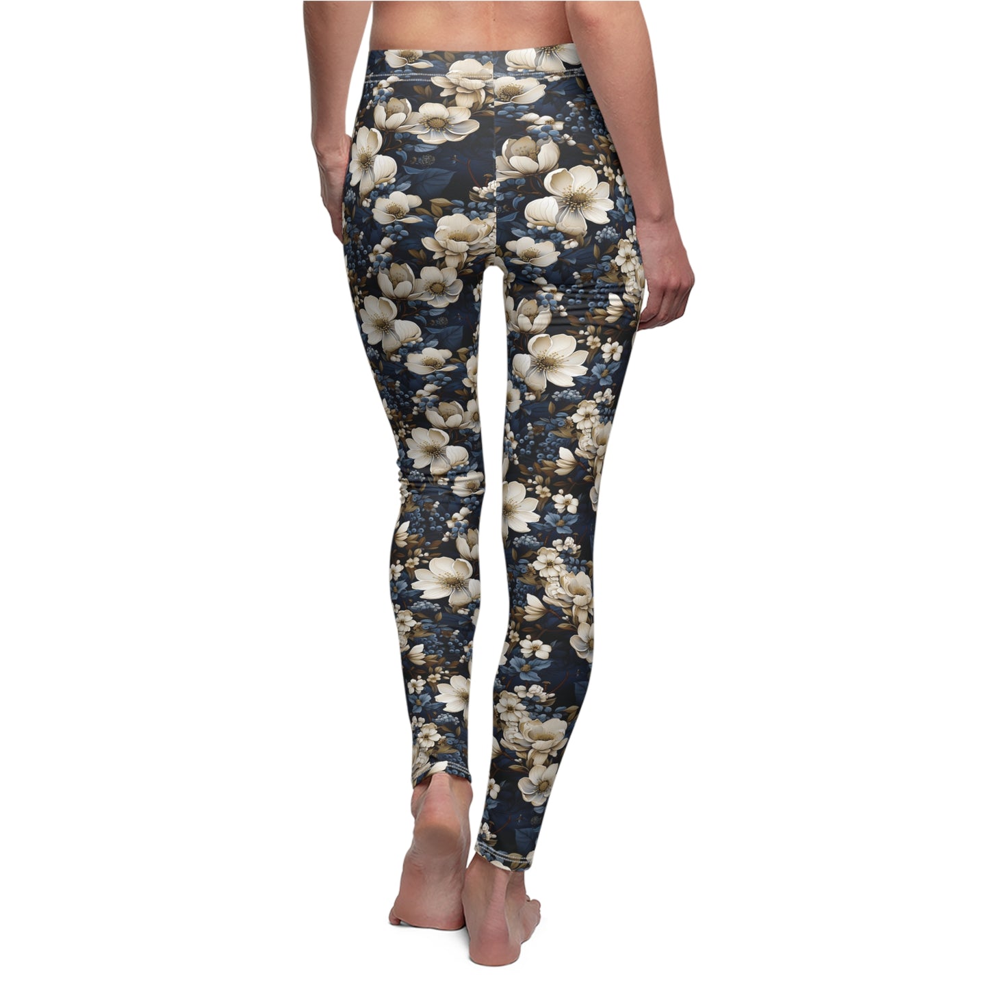 Elegant Premium Winter Blue Flower Leggings for Effortless Sophistication