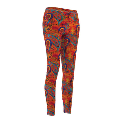 Burnt Orange Bohemian Swirls - Women's Cut & Sew Casual Leggings