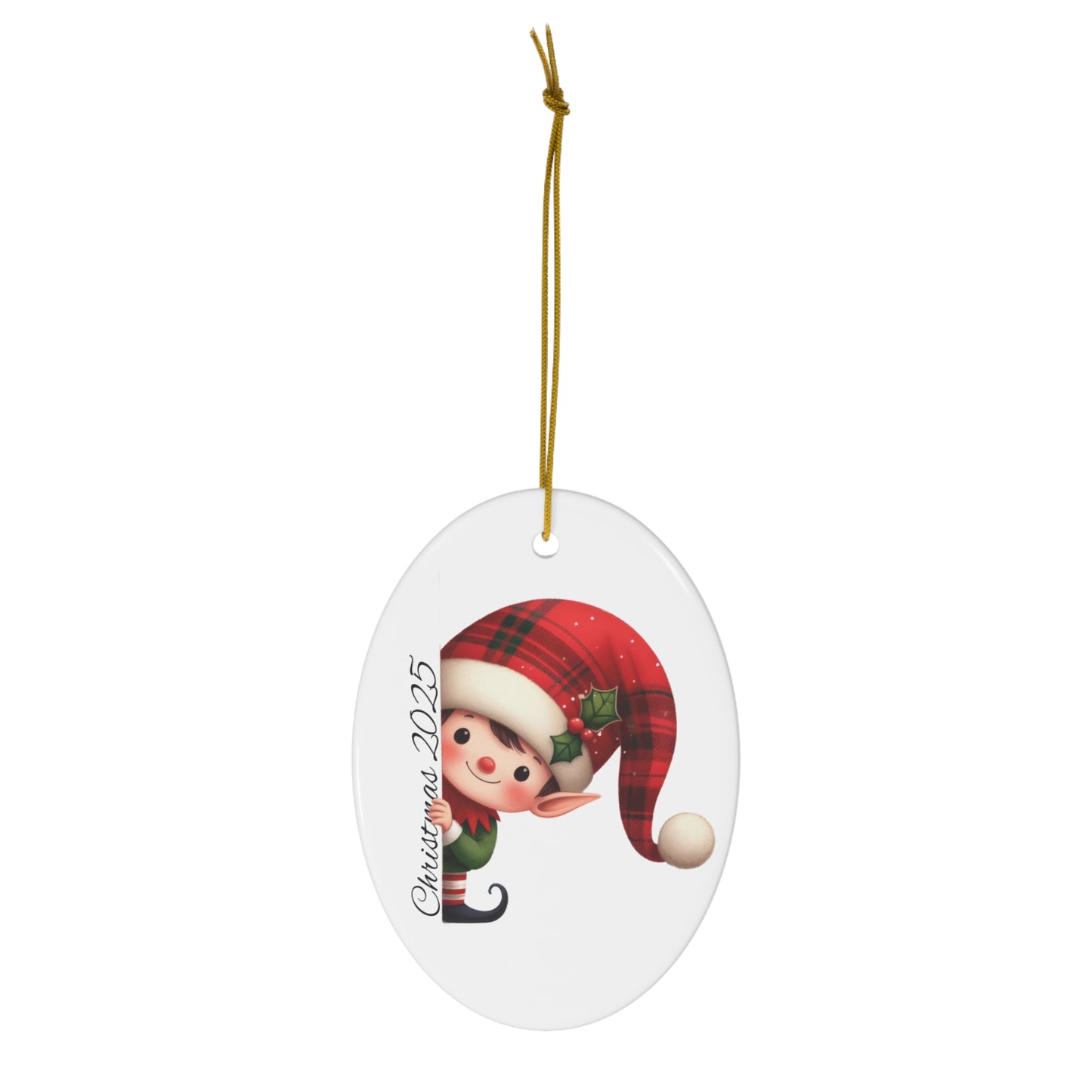 Christmas 2025 | Peeking Elf Ceramic Ornament, 1-Pack