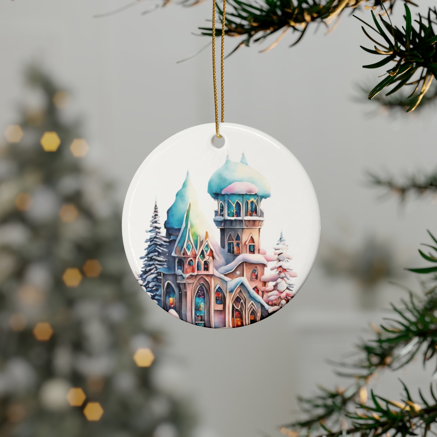 Idyllic Fantasy Christmas Scene | Ceramic Ornaments (1pcs, 5pcs, 10pcs, 20pcs) - 21