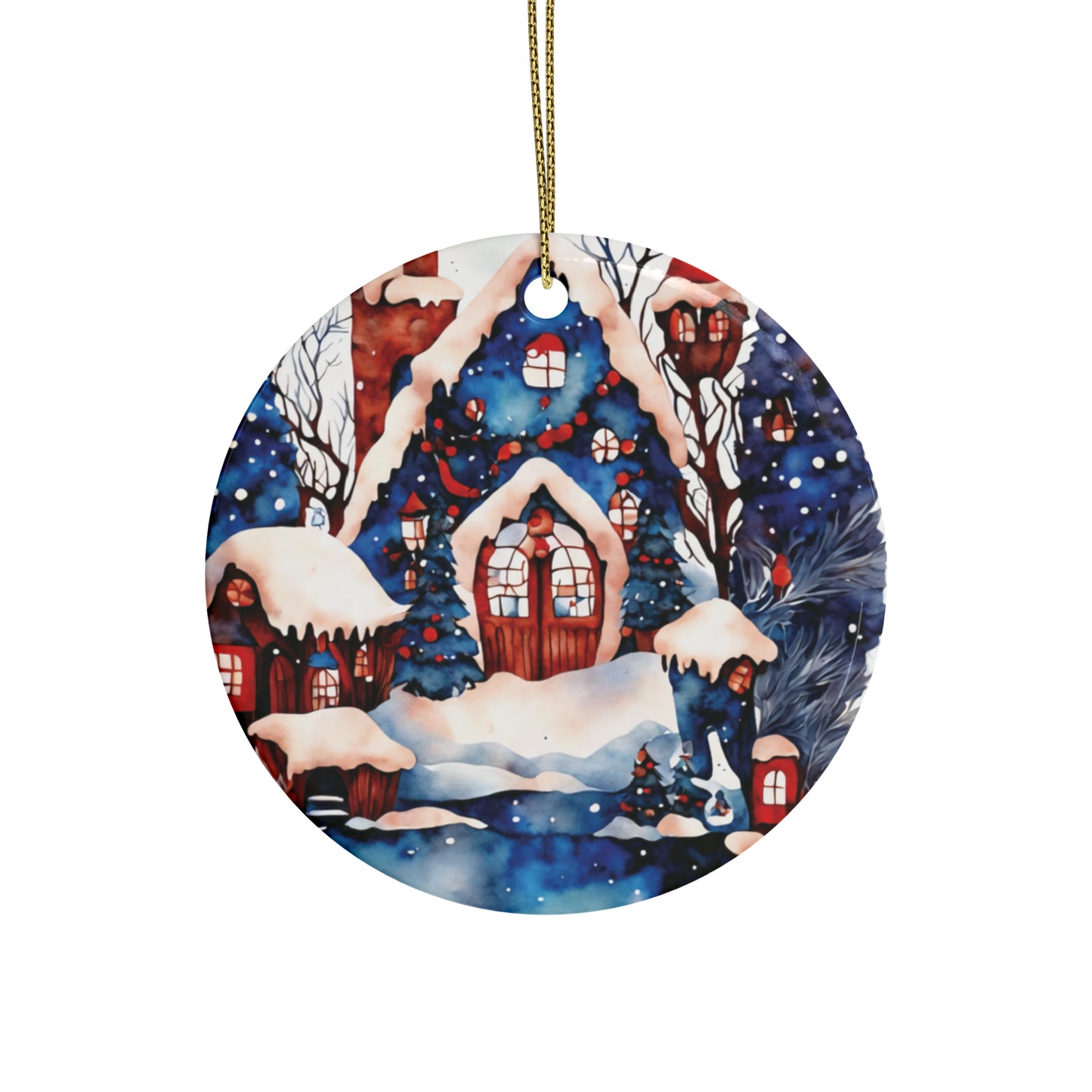 Idyllic Fantasy Christmas Scene | Ceramic Ornaments (1pcs, 5pcs, 10pcs, 20pcs) - 20