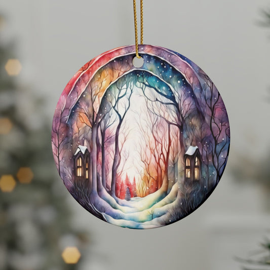 Idyllic Fantasy Christmas Scene | Ceramic Ornaments (1pcs, 5pcs, 10pcs, 20pcs) - 13