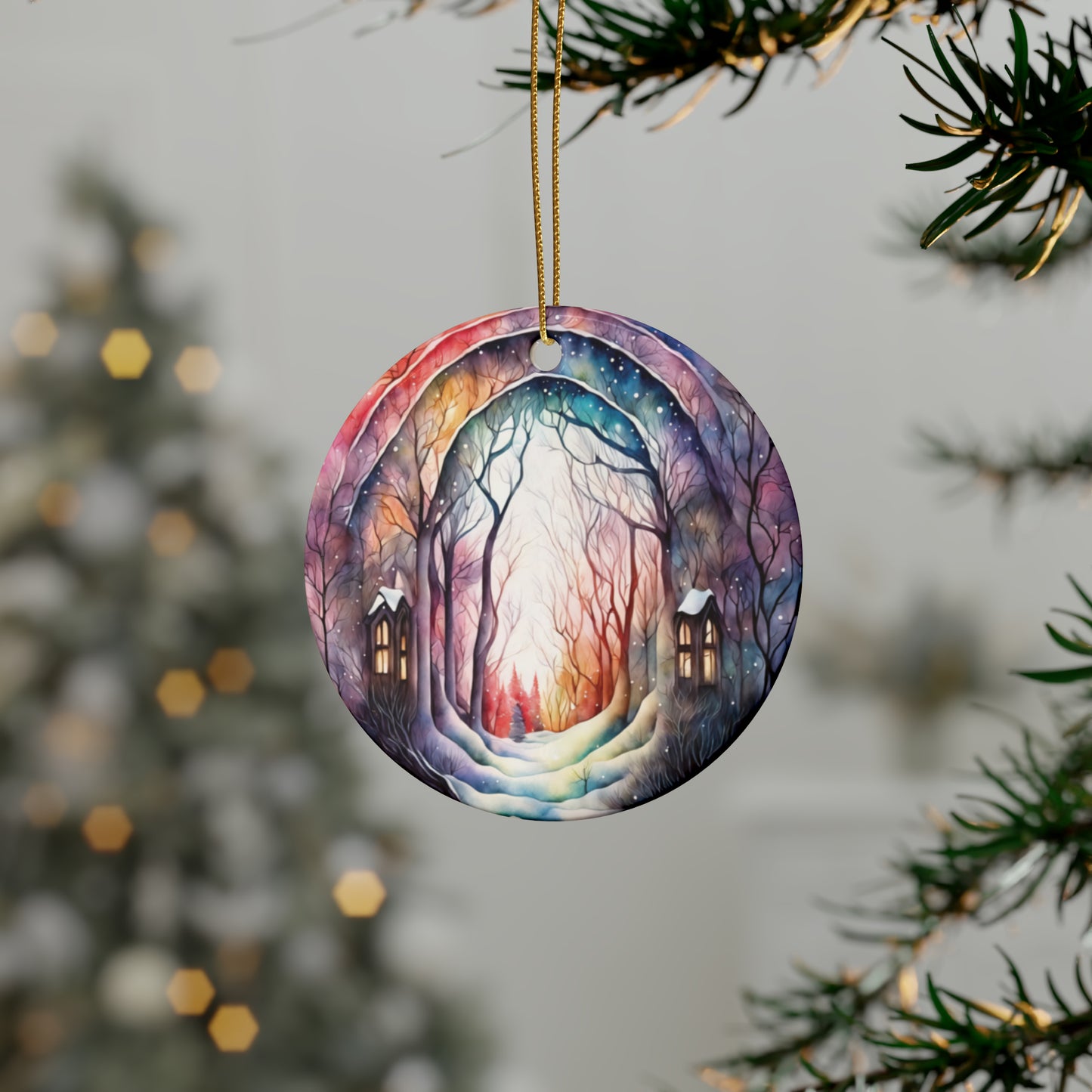 Idyllic Fantasy Christmas Scene | Ceramic Ornaments (1pcs, 5pcs, 10pcs, 20pcs) - 13