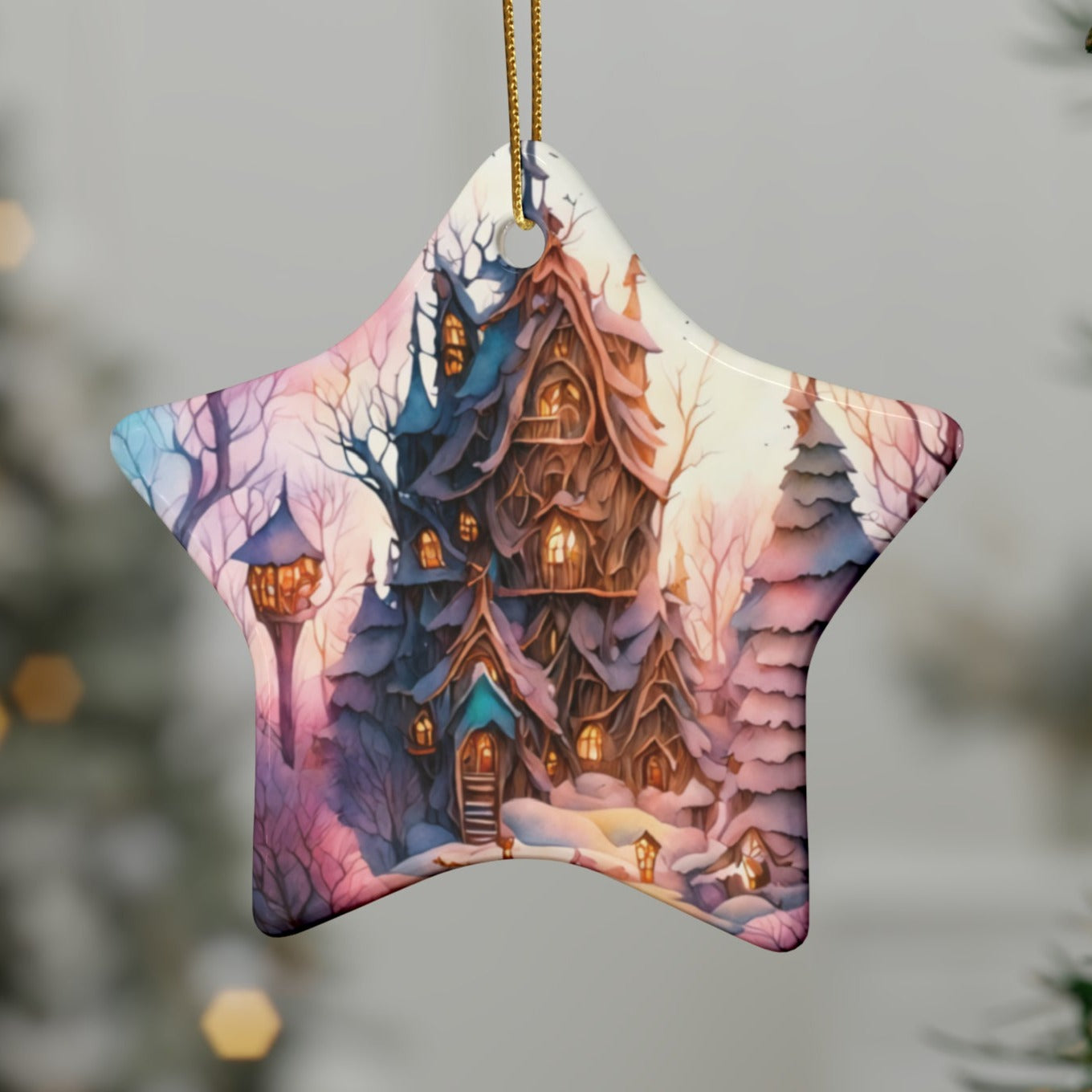 Idyllic Fantasy Christmas Scene | Ceramic Ornaments (1pcs, 5pcs, 10pcs, 20pcs) - 12