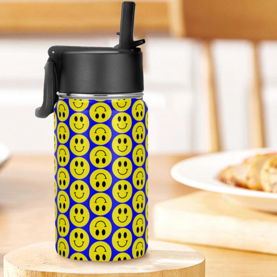 Smiley Face - Stainless Steel Water Bottle (350ml/12oz)