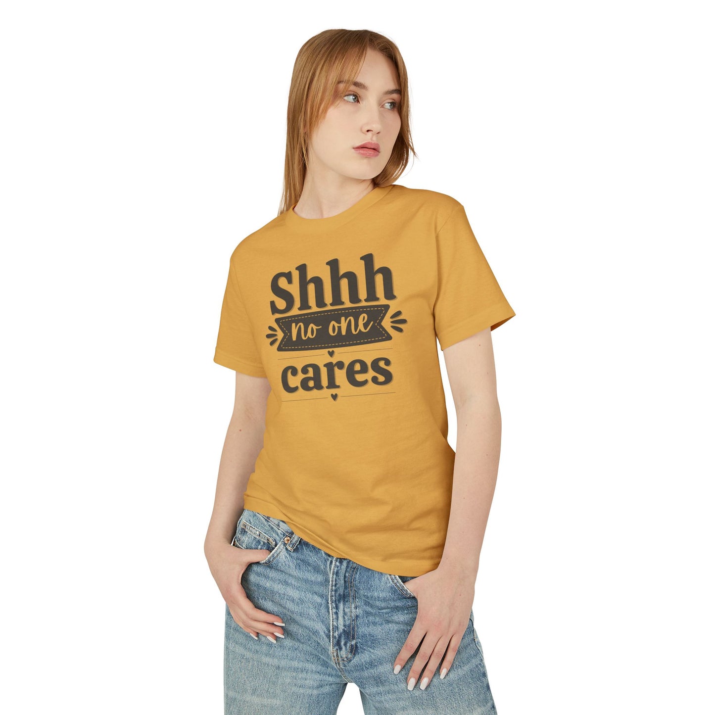 Shhh No One Cares - Fun Unisex Garment-Dyed Premium Heavyweight Cotton Tee