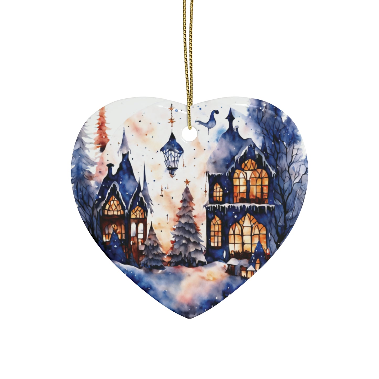 Idyllic Fantasy Christmas Scene | Ceramic Ornaments (1pcs, 5pcs, 10pcs, 20pcs) - 23