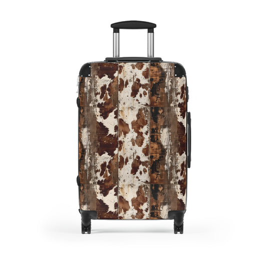 Cow Hide Barn Boards Suitcases Available in 3 Sizes (Small, Medium, & Large)