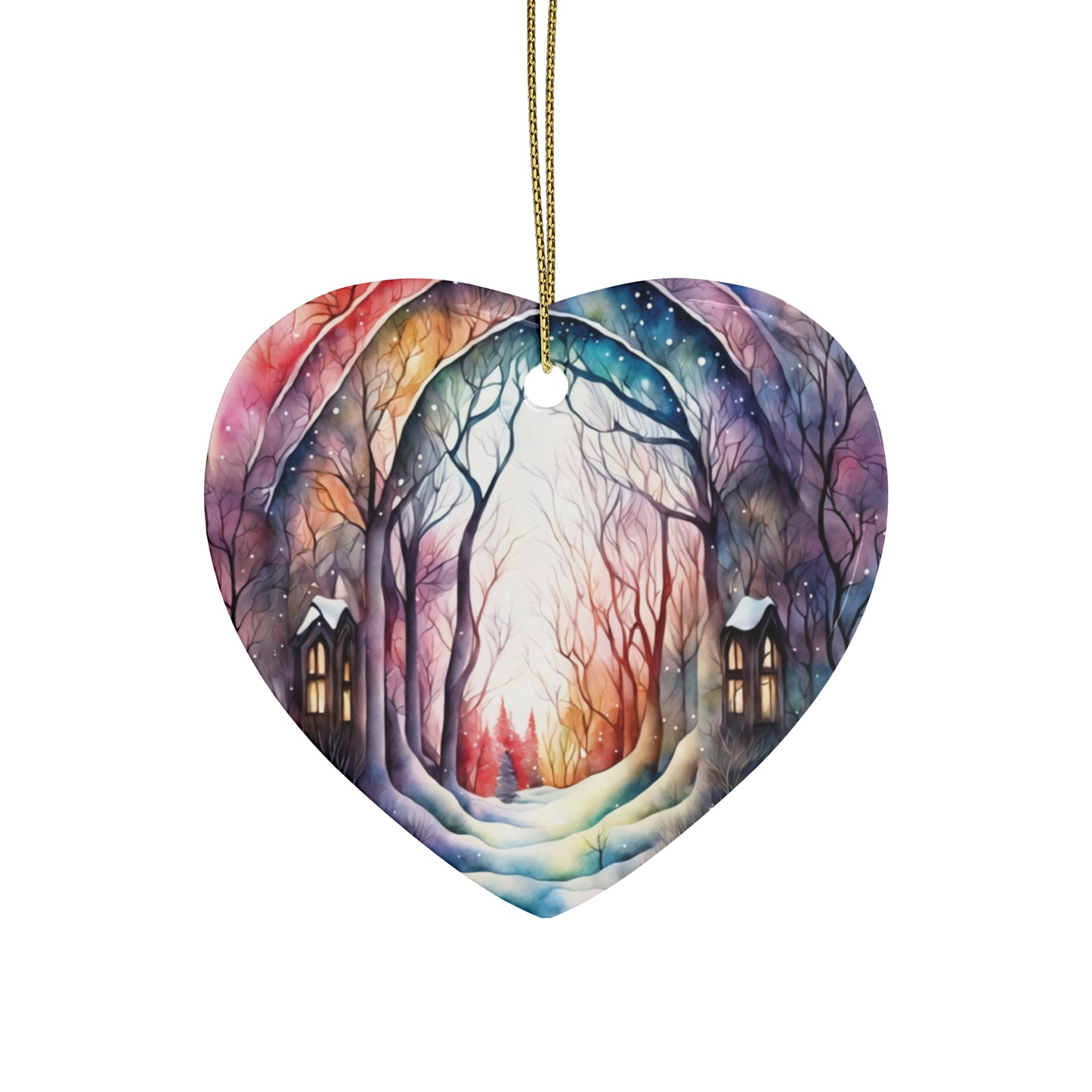 Idyllic Fantasy Christmas Scene | Ceramic Ornaments (1pcs, 5pcs, 10pcs, 20pcs) - 13