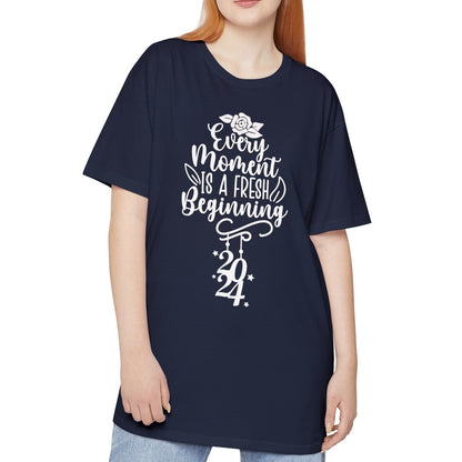 Every Moment is a Fresh Beginning 2024 -  Unisex Long Body Urban Street Tee - New Year T-Shirt