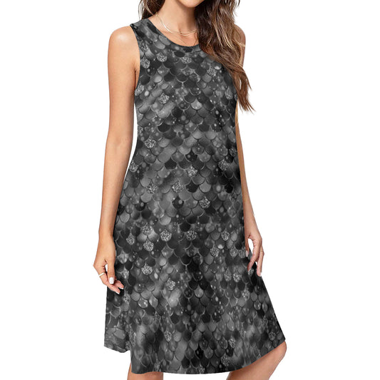 Opulent Black Mermaid - Women's Casual Dress with Pockets