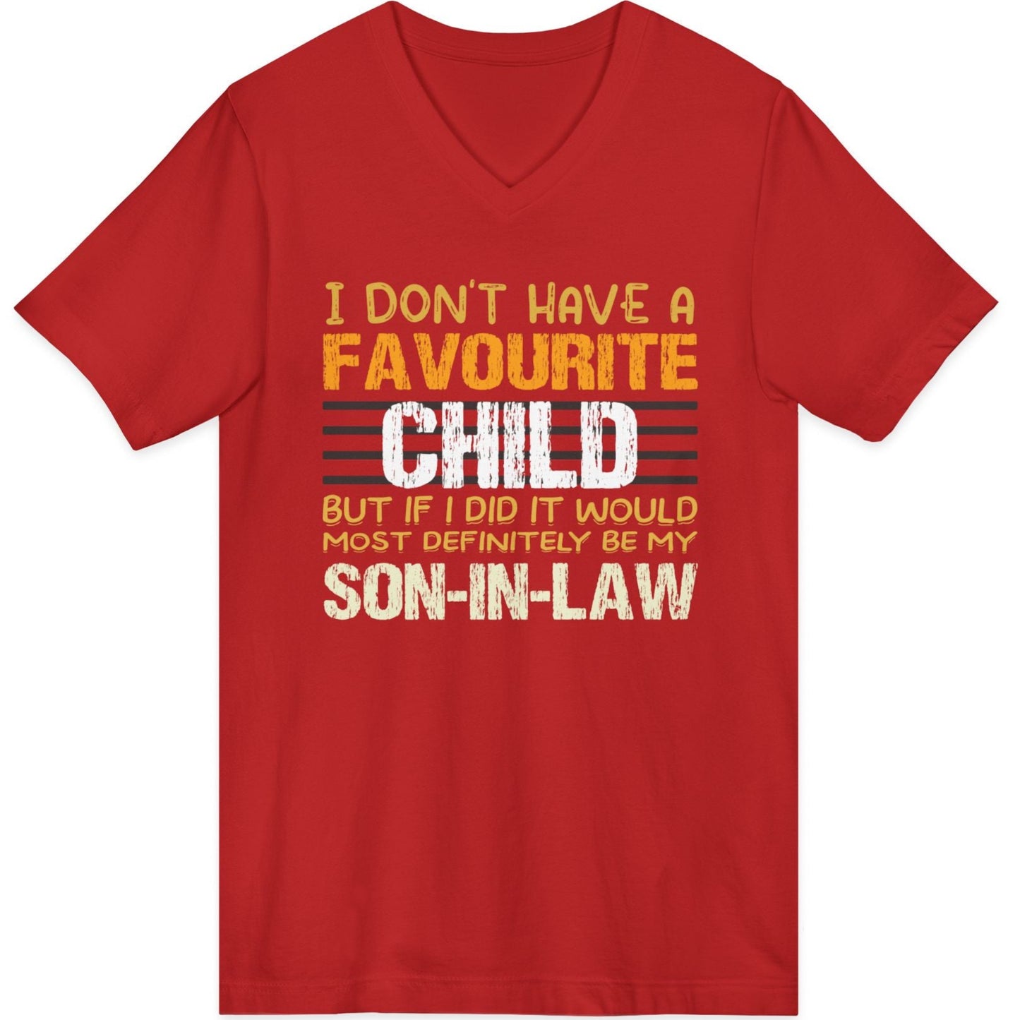 Red t-shirt with humorous text design on a white background