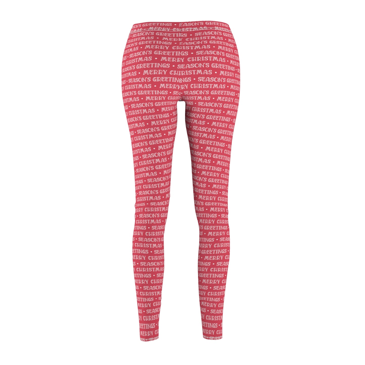 Berry Red Merry Christmas Seasons Greetings - Women's Cut & Sew Casual Leggings