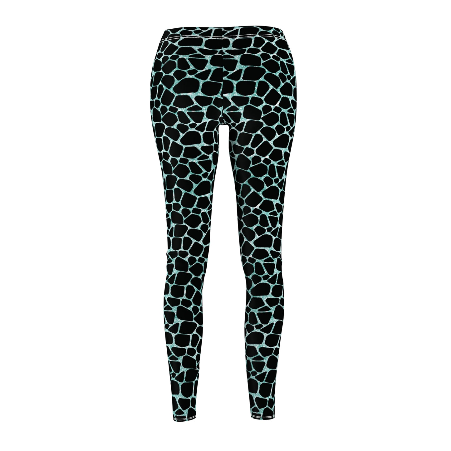 Aqua Giraffe Print - Women's Cut & Sew Casual Leggings