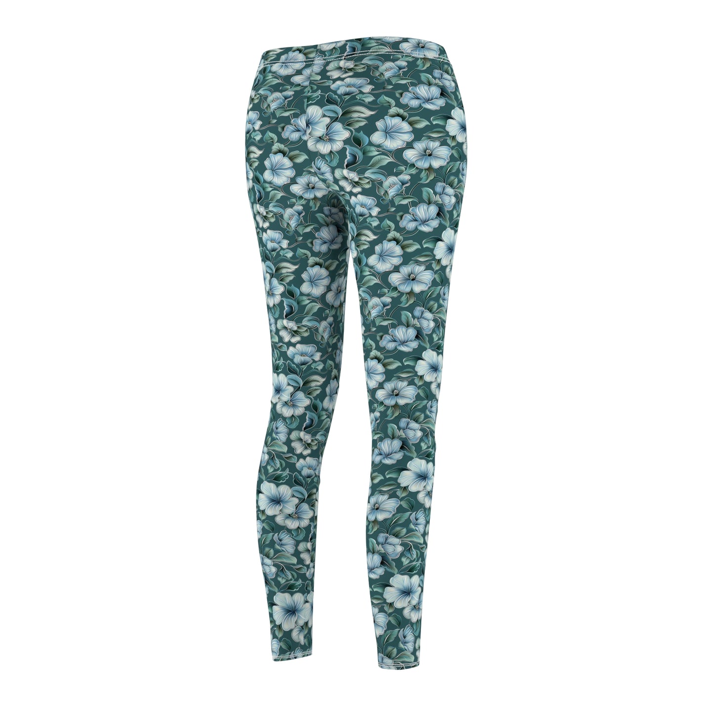 Teal Wildflower - Women's Cut & Sew Casual Leggings