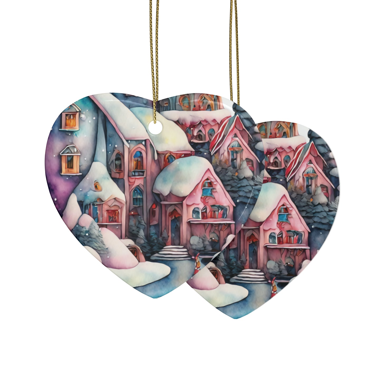Idyllic Fantasy Christmas Scene | Ceramic Ornaments (1pcs, 5pcs, 10pcs, 20pcs) - 10