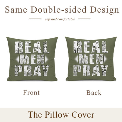 Cushion cover + pillow core (the same double-sided)｜Polyester - Real Men Pray - WHITE