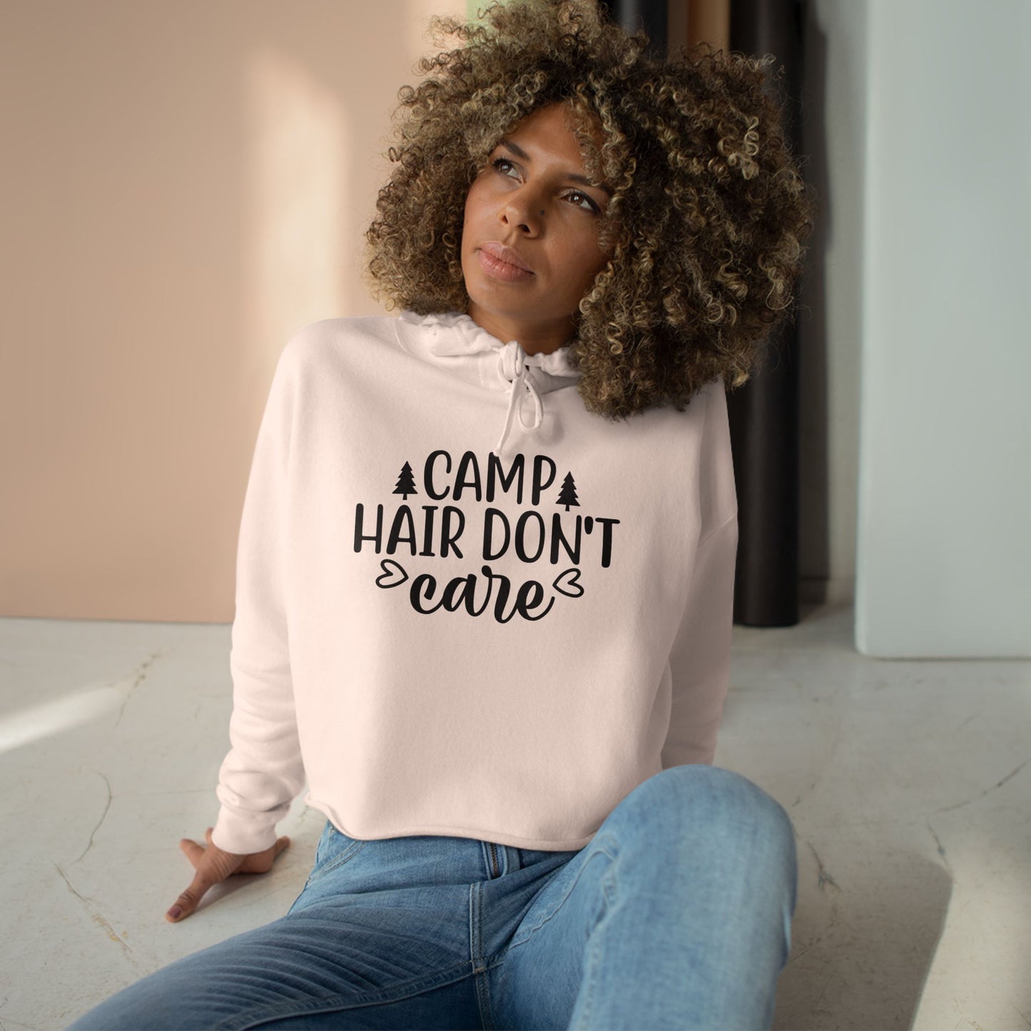 Camp Hair Don't Care - Women's Cropped Cotton/Poly Blend #CampLife Hoodie