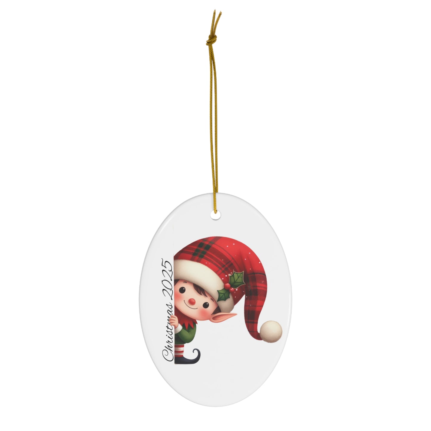 Christmas 2025 | Peeking Elf Ceramic Ornament, 1-Pack