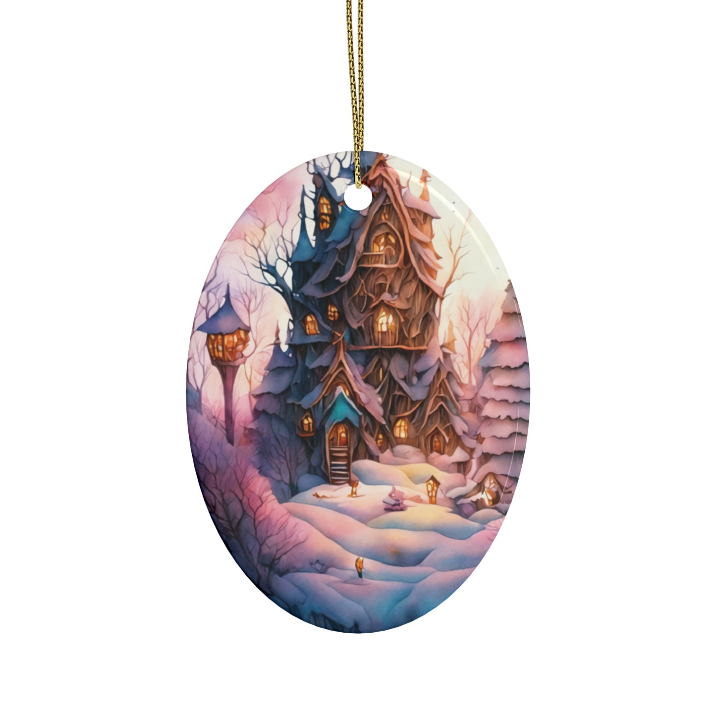 Idyllic Fantasy Christmas Scene | Ceramic Ornaments (1pcs, 5pcs, 10pcs, 20pcs) - 12