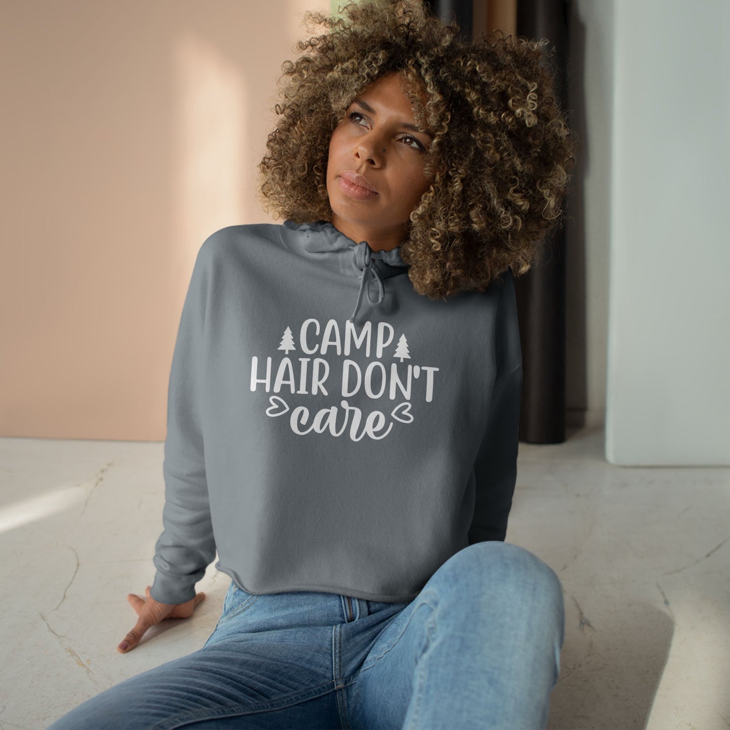 Camp Hair Don't Care - Women's Cropped Cotton/Poly Blend #CampLife Hoodie