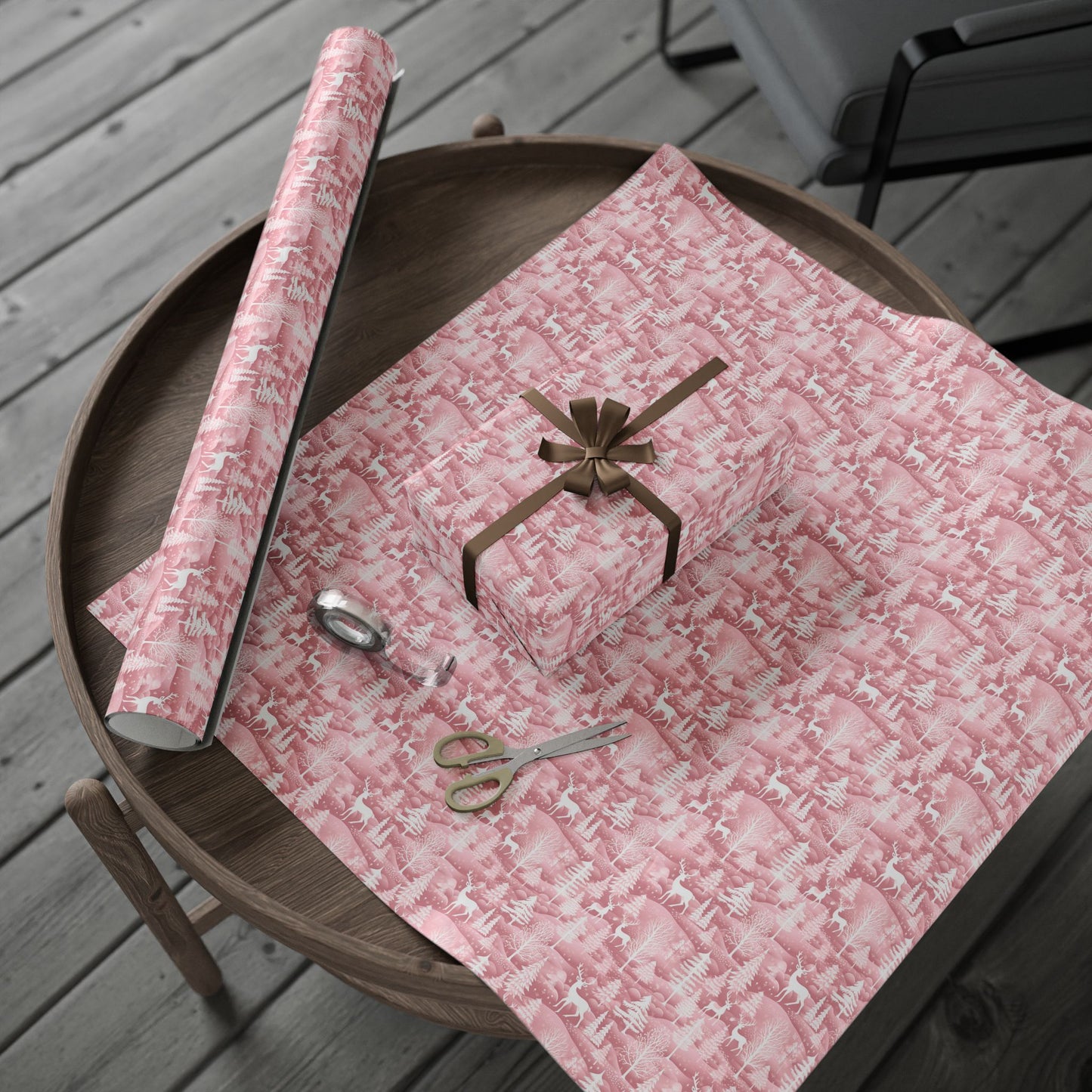 Pink Christmas Reindeer - Custom Wrapping Paper