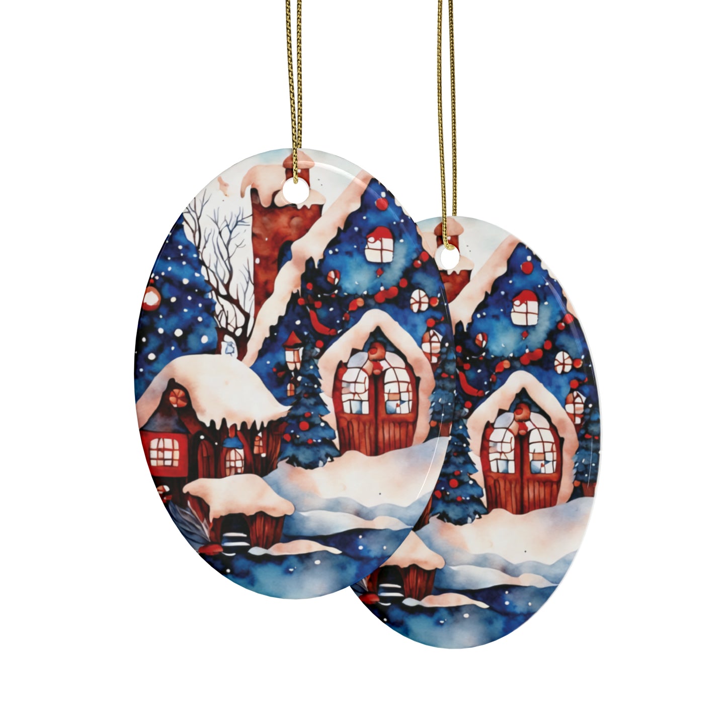 Idyllic Fantasy Christmas Scene | Ceramic Ornaments (1pcs, 5pcs, 10pcs, 20pcs) - 20