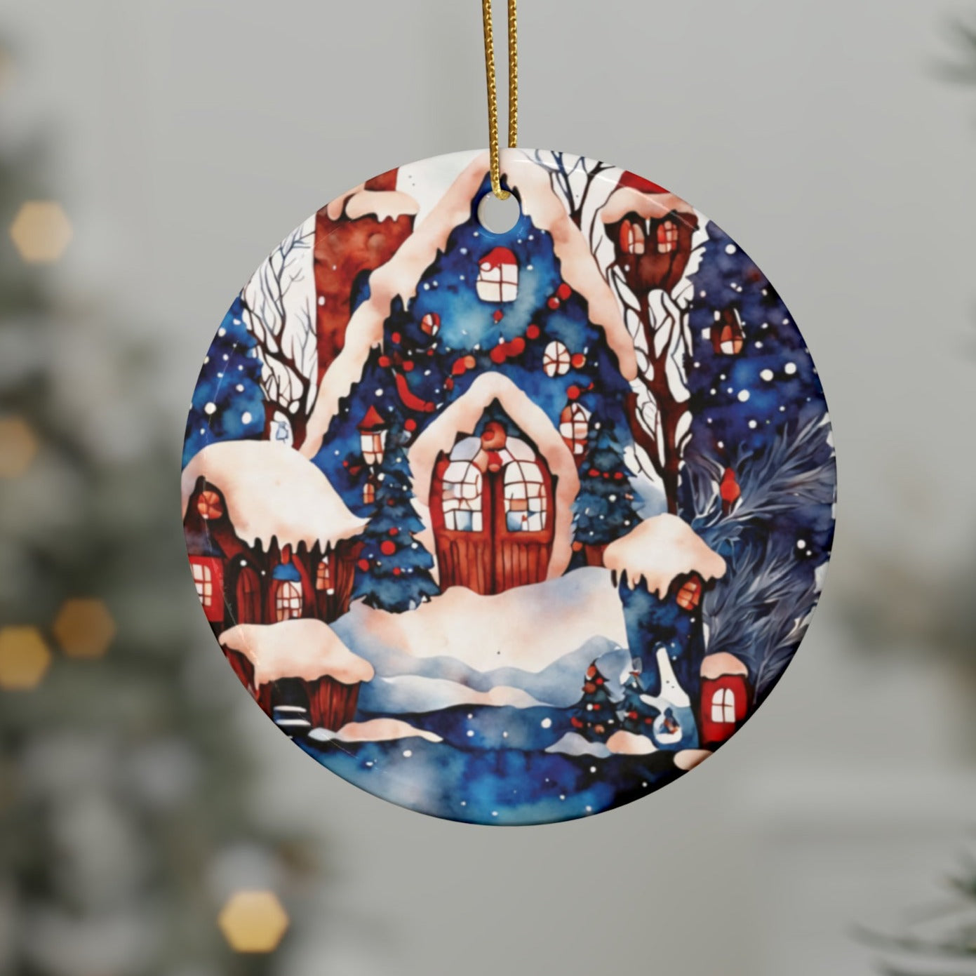 Idyllic Fantasy Christmas Scene | Ceramic Ornaments (1pcs, 5pcs, 10pcs, 20pcs) - 20