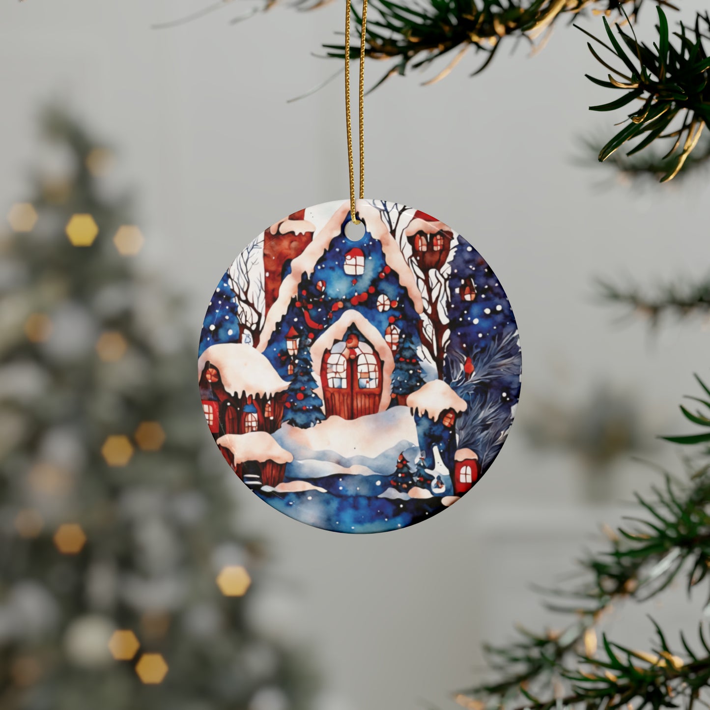 Idyllic Fantasy Christmas Scene | Ceramic Ornaments (1pcs, 5pcs, 10pcs, 20pcs) - 20
