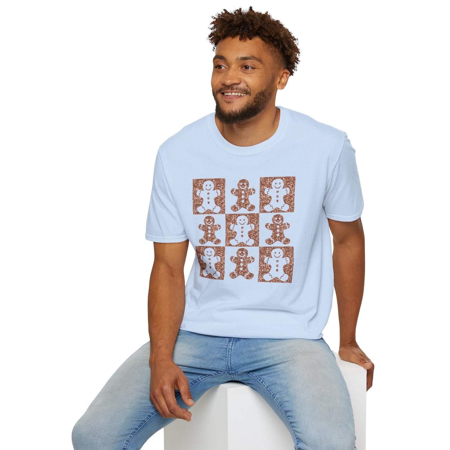 Glittery Gingerbread Men | Popular Softstyle Unisex Christmas T-Shirt