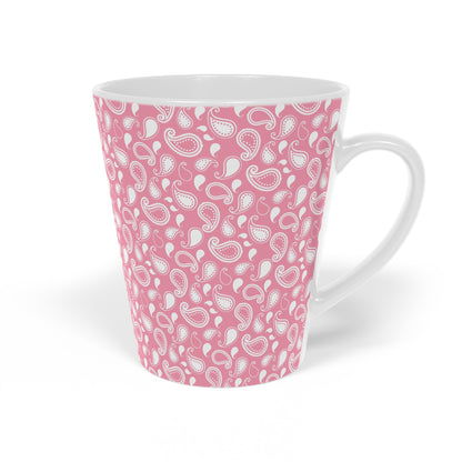 Pink Paisley Ceramic Latte Mug, 12oz