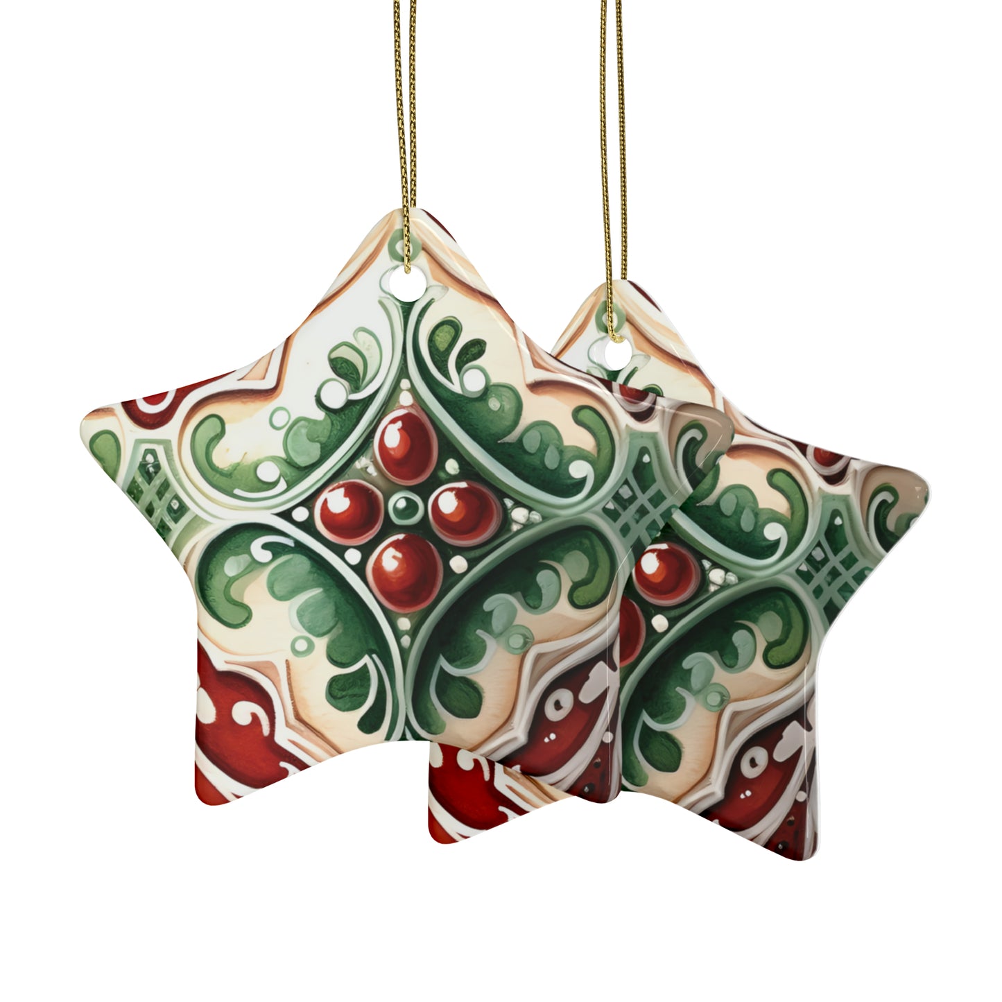 Green & Red Ruby Ceramic Christmas Ornaments (1pcs, 5pcs, 10pcs, 20pcs)