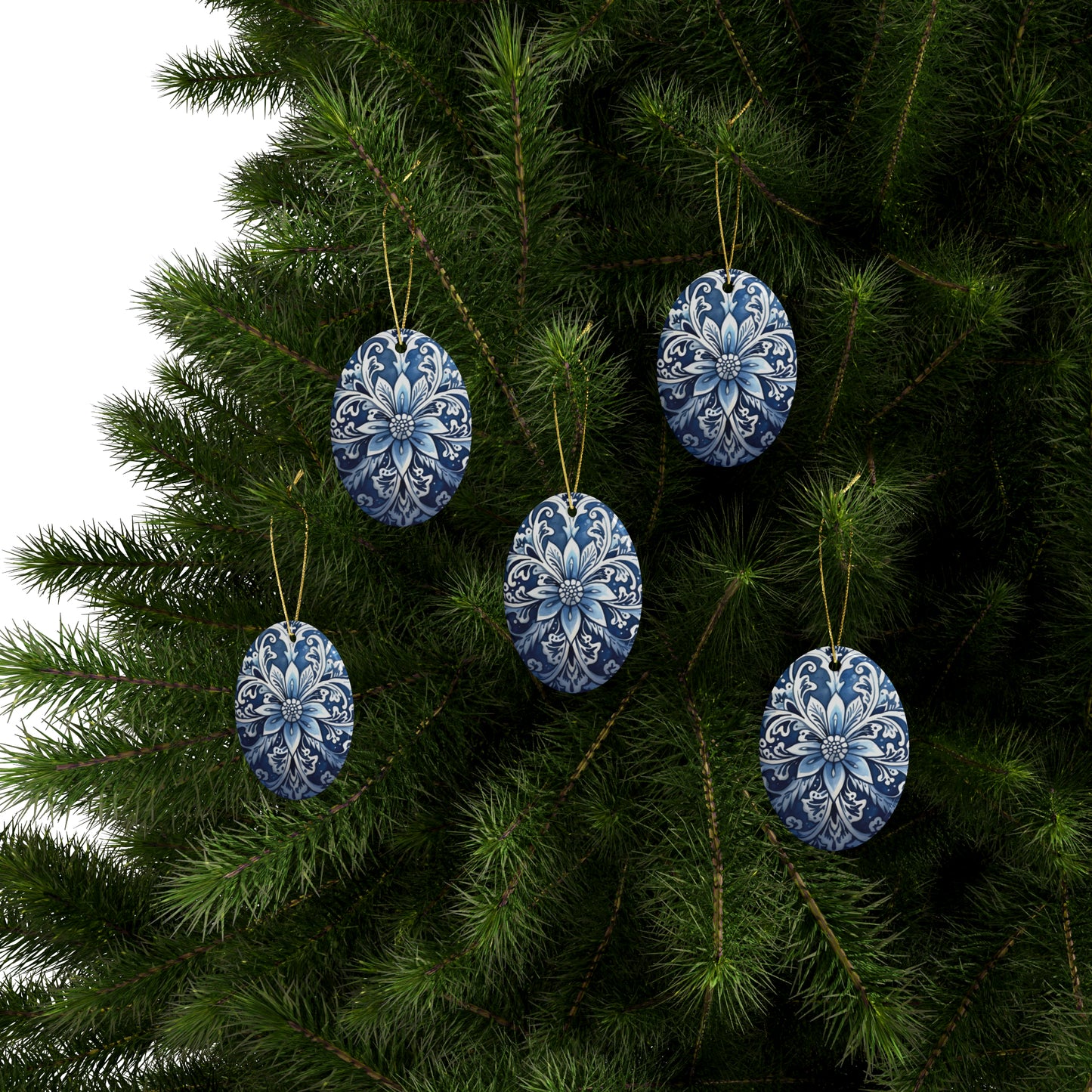 Blue Swirl Ceramic Christmas Ornament (1pcs, 5pcs, 10pcs, 20pcs)