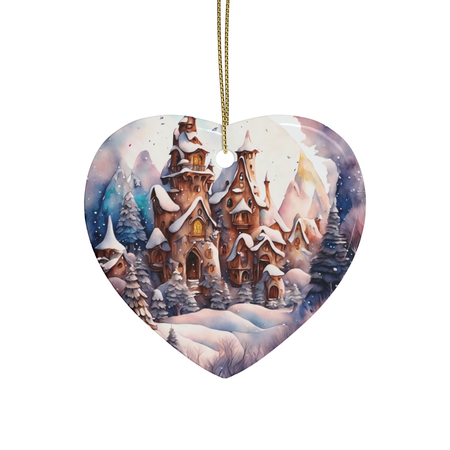 Idyllic Fantasy Christmas Scene | Ceramic Ornaments (1pcs, 5pcs, 10pcs, 20pcs) - 6