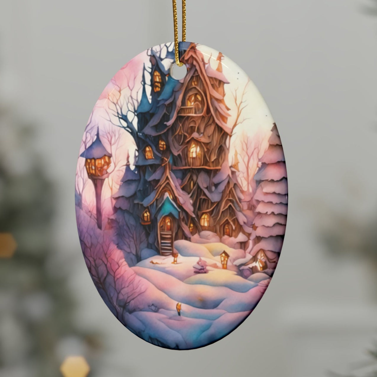 Idyllic Fantasy Christmas Scene | Ceramic Ornaments (1pcs, 5pcs, 10pcs, 20pcs) - 12