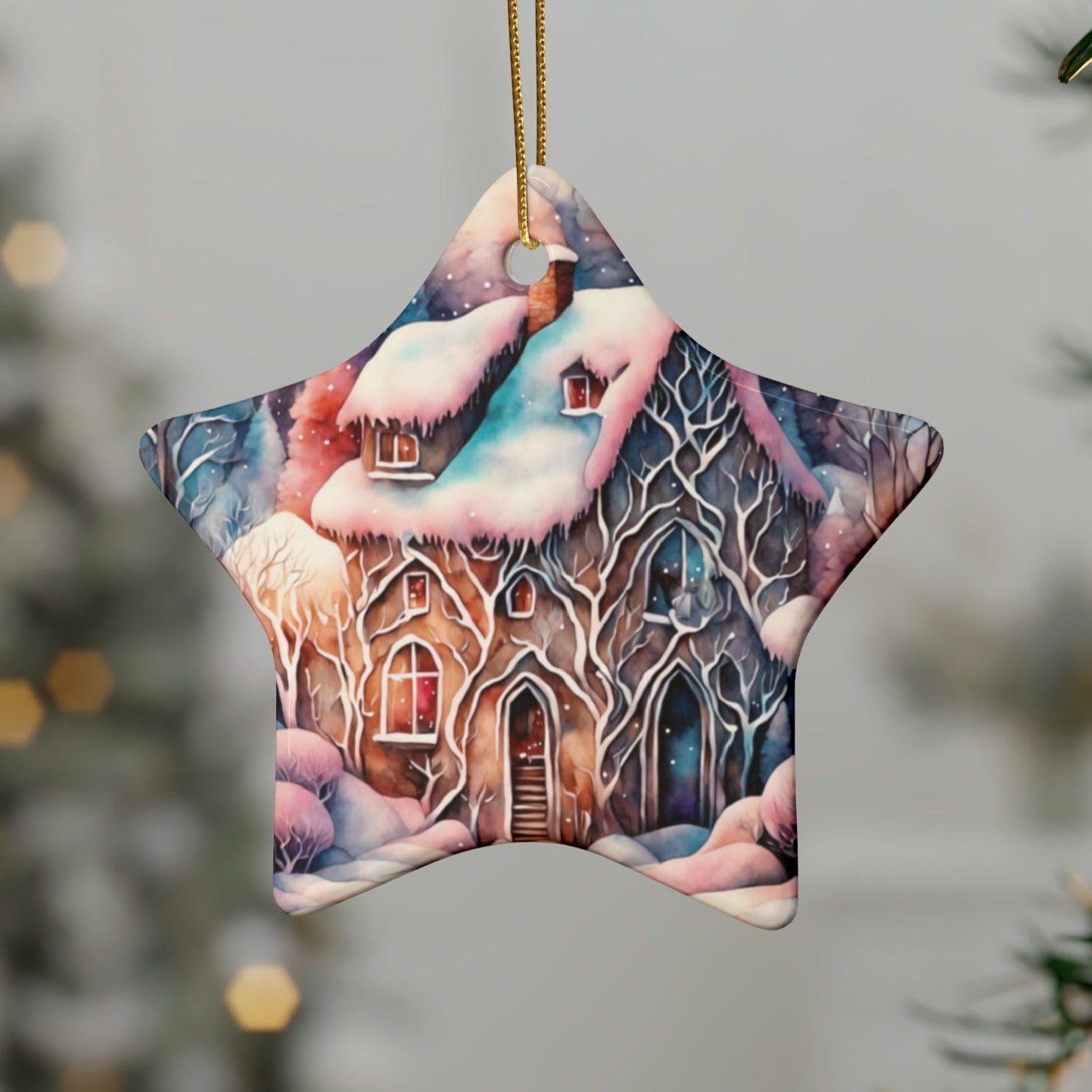 Idyllic Fantasy Christmas Scene | Ceramic Ornaments (1pcs, 5pcs, 10pcs, 20pcs) - 9
