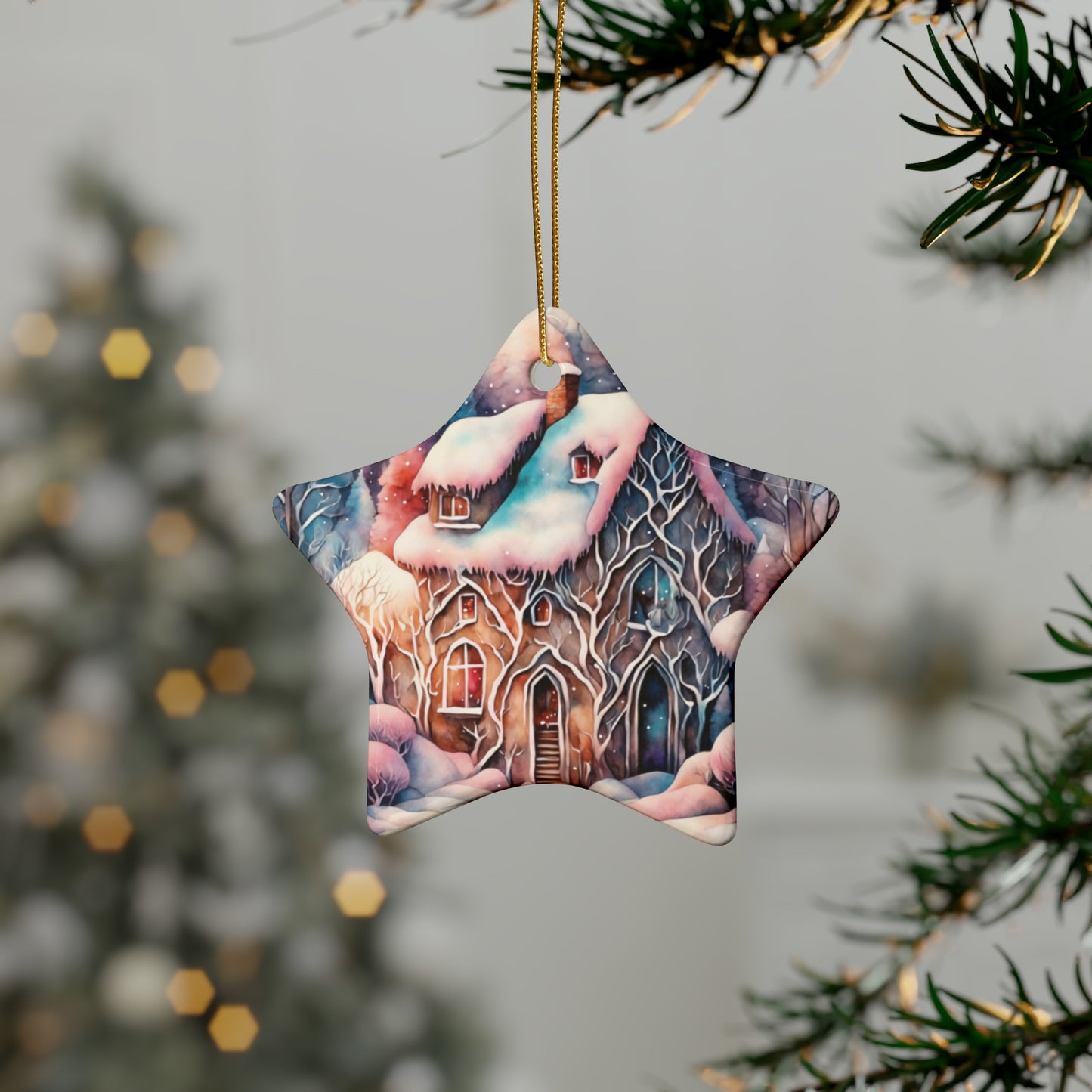 Idyllic Fantasy Christmas Scene | Ceramic Ornaments (1pcs, 5pcs, 10pcs, 20pcs) - 9
