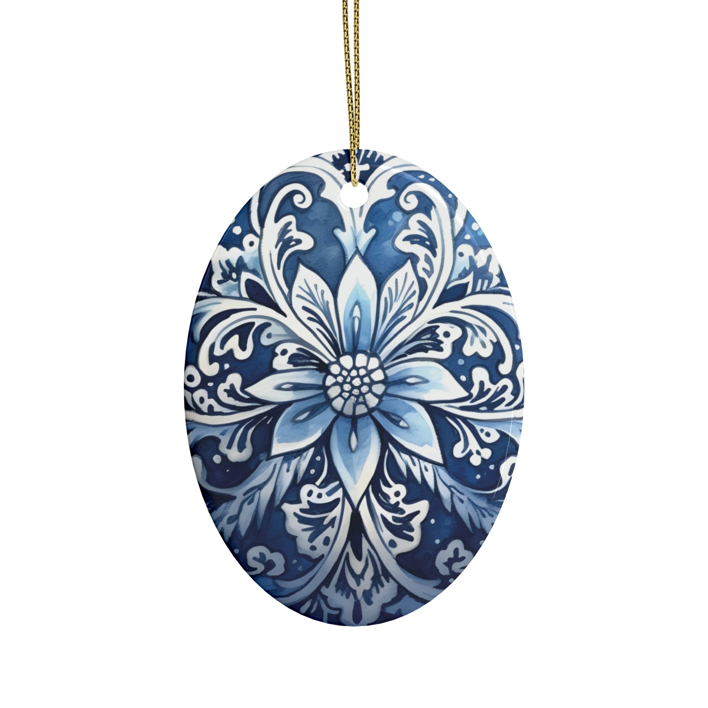 Blue Swirl Ceramic Christmas Ornament (1pcs, 5pcs, 10pcs, 20pcs)